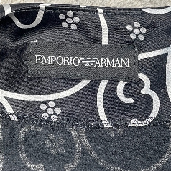 NWT Emporio Armani Black White Swirl Print Silk Dress Long Sleeve Sz 42 - Picture 7 of 14